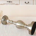 7-SOGA 49.5cm Glass Candlestick Candle Holder Stand Pillar Glass/Iron Metal