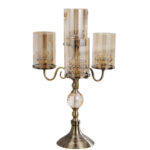 1-SOGA 58cm 4-Slots Glass Candlestick Candle Holder Stand Pillar Glass/Iron Metal