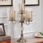 3-SOGA 58cm 4-Slots Glass Candlestick Candle Holder Stand Pillar Glass/Iron Metal