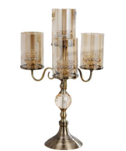 1-SOGA 58cm 4-Slots Glass Candlestick Candle Holder Stand Pillar Glass/Iron Metal