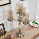 4-SOGA 58cm 4-Slots Glass Candlestick Candle Holder Stand Pillar Glass/Iron Metal