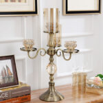 5-SOGA 58cm 4-Slots Glass Candlestick Candle Holder Stand Pillar Glass/Iron Metal