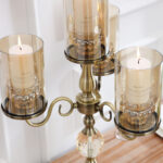 8-SOGA 58cm 4-Slots Glass Candlestick Candle Holder Stand Pillar Glass/Iron Metal