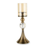 1-SOGA 43cm Glass Candle Holder Candle Stand Glass/Metal