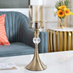 3-SOGA 43cm Glass Candle Holder Candle Stand Glass/Metal