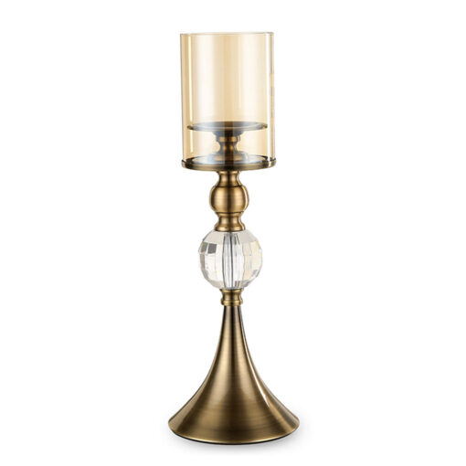 1-SOGA 43cm Glass Candle Holder Candle Stand Glass/Metal