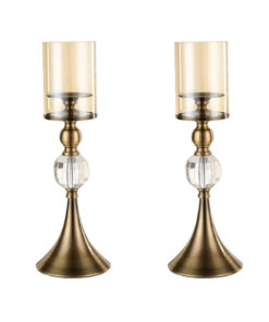 1-SOGA 2X 43cm Glass Candle Holder Candle Stand Glass/Metal
