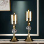 8-SOGA 38cm Glass Candle Holder Candle Stand Glass/Metal