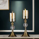 5-SOGA 2X 38cm Glass Candle Holder Candle Stand Glass/Metal