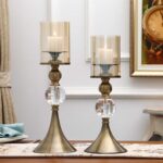 6-SOGA 2X 38cm Glass Candle Holder Candle Stand Glass/Metal