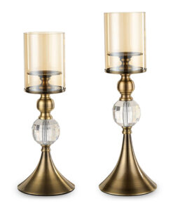 1-SOGA 43cm 38cm Glass Candle Holder Candle Stand Glass/Metal