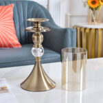 4-SOGA 43cm 38cm Glass Candle Holder Candle Stand Glass/Metal