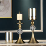 7-SOGA 43cm 38cm Glass Candle Holder Candle Stand Glass/Metal