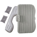 4-SOGA Grey Stripe Inflatable Car Mattress Portable Camping Rest Air Bed Travel Compact Sleeping Kit Essentials