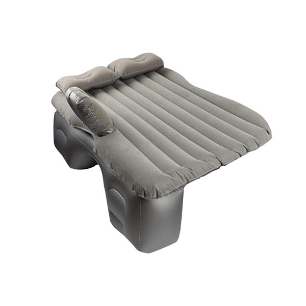 1-SOGA Grey Stripe Inflatable Car Mattress Portable Camping Rest Air Bed Travel Compact Sleeping Kit Essentials