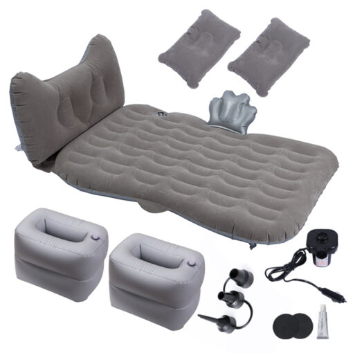 1-SOGA Grey Honeycomb Inflatable Car Mattress Portable Camping Air Bed Travel Sleeping Kit Essentials