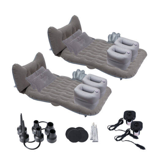 1-SOGA 2X Grey Honeycomb Inflatable Car Mattress Portable Camping Air Bed Travel Sleeping Kit Essentials