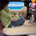 2-SOGA Beige Honeycomb Inflatable Car Mattress Portable Camping Air Bed Travel Sleeping Kit Essentials