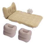 3-SOGA Beige Honeycomb Inflatable Car Mattress Portable Camping Air Bed Travel Sleeping Kit Essentials