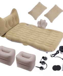 1-SOGA Beige Honeycomb Inflatable Car Mattress Portable Camping Air Bed Travel Sleeping Kit Essentials