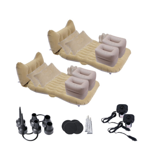 1-SOGA 2X Beige Honeycomb Inflatable Car Mattress Portable Camping Air Bed Travel Sleeping Kit Essentials