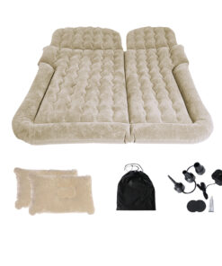 1-SOGA Beige Inflatable Car Boot Mattress Portable Camping Air Bed Travel Sleeping Essentials