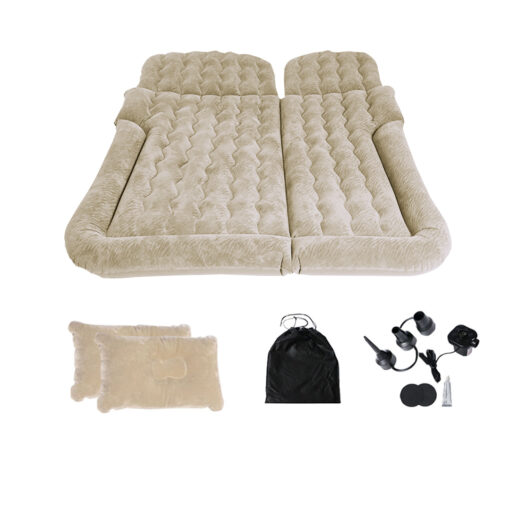 1-SOGA Beige Inflatable Car Boot Mattress Portable Camping Air Bed Travel Sleeping Essentials