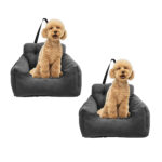 1-SOGA 2X Grey Pet Car Seat Sofa Safety Soft Padded Portable Travel Carrier Bed