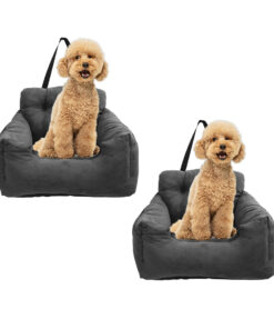 1-SOGA 2X Grey Pet Car Seat Sofa Safety Soft Padded Portable Travel Carrier Bed