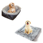 2-SOGA Black Dual-purpose Cushion Nest Cat Dog Bed Warm Plush Kennel Mat Pet Home Travel Essentials