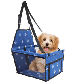 1-SOGA Waterproof Pet Booster Car Seat Breathable Mesh Safety Travel Portable Dog Carrier Bag Blue