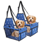 1-SOGA 2X Waterproof Pet Booster Car Seat Breathable Mesh Safety Travel Portable Dog Carrier Bag Blue