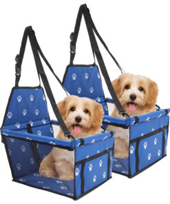 1-SOGA 2X Waterproof Pet Booster Car Seat Breathable Mesh Safety Travel Portable Dog Carrier Bag Blue