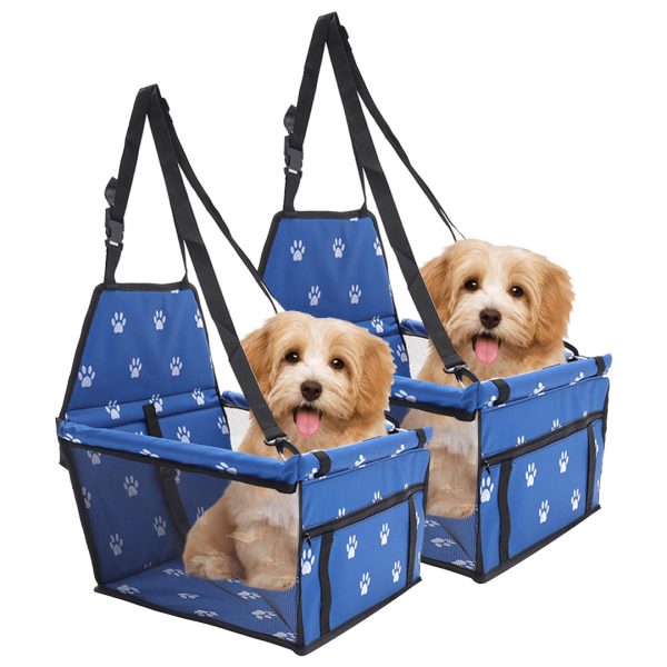 1-SOGA 2X Waterproof Pet Booster Car Seat Breathable Mesh Safety Travel Portable Dog Carrier Bag Blue