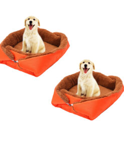 1-SOGA 2X Orange Dual-purpose Cushion Nest Cat Dog Bed Warm Plush Kennel Mat Pet Home Travel Essentials