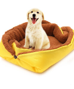 1-SOGA Yellow Dual-purpose Cushion Nest Cat Dog Bed Warm Plush Kennel Mat Pet Home Travel Essentials