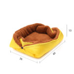 5-SOGA 2X Yellow Dual-purpose Cushion Nest Cat Dog Bed Warm Plush Kennel Mat Pet Home Travel Essentials