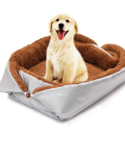 1-SOGA Silver Dual-purpose Cushion Nest Cat Dog Bed Warm Plush Kennel Mat Pet Home Travel Essentials