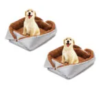 1-SOGA 2X Silver Dual-purpose Cushion Nest Cat Dog Bed Warm Plush Kennel Mat Pet Home Travel Essentials