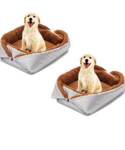 1-SOGA 2X Silver Dual-purpose Cushion Nest Cat Dog Bed Warm Plush Kennel Mat Pet Home Travel Essentials