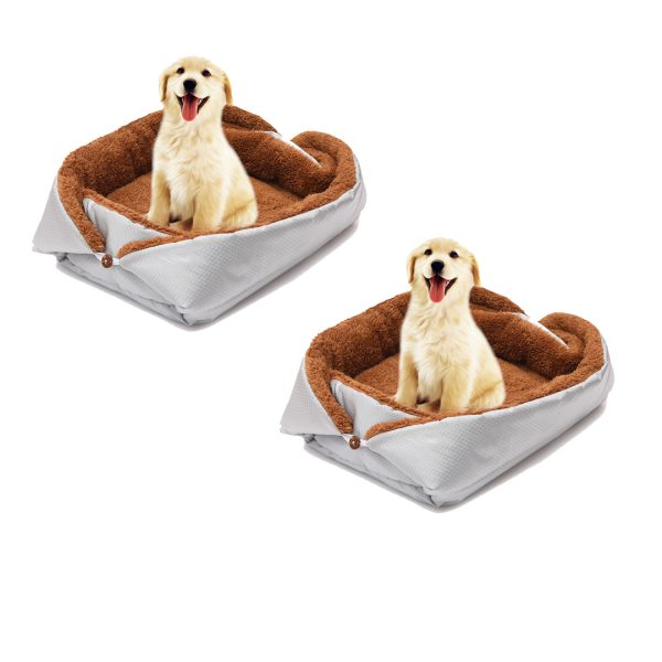 1-SOGA 2X Silver Dual-purpose Cushion Nest Cat Dog Bed Warm Plush Kennel Mat Pet Home Travel Essentials