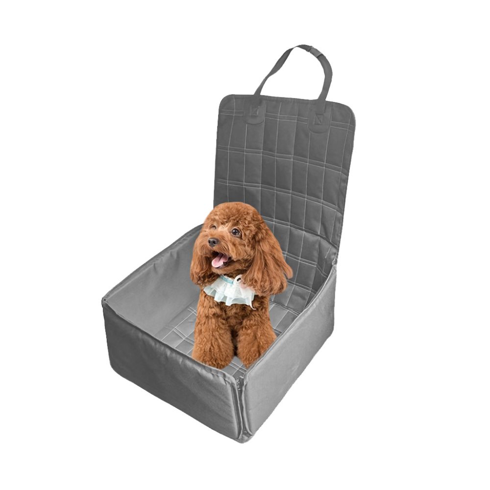 1-SOGA Grey Car Pet Sitting Bag Breathable Safety Travel Portable Carrier Pouch Travel Essentials