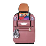 3-SOGA PVC Leather Car Back Seat Storage Bag Multi-Pocket Organizer Backseat and iPad Mini Holder Coffee