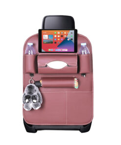 1-SOGA PVC Leather Car Back Seat Storage Bag Multi-Pocket Organizer Backseat and iPad Mini Holder Coffee