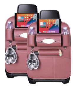 1-SOGA 2X PVC Leather Car Back Seat Storage Bag Multi-Pocket Organizer Backseat and iPad Mini Holder Coffee