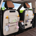 5-SOGA 2X Leather Car Back Seat Storage Bag Multi-Pocket Organizer Backseat and iPad Mini Holder White
