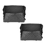1-SOGA 2X Black Leather Car Storage Portable Hanging Organizer Backseat Multi-Purpose Interior Accessories Bag