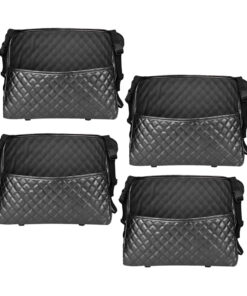 1-SOGA 4X Black Leather Car Storage Portable Hanging Organizer Backseat Multi-Purpose Interior Accessories Bag