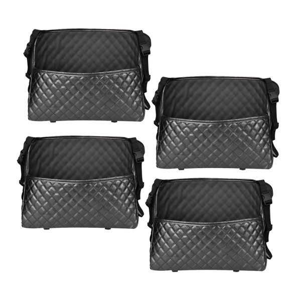 1-SOGA 4X Black Leather Car Storage Portable Hanging Organizer Backseat Multi-Purpose Interior Accessories Bag