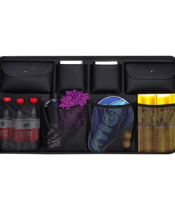 1-SOGA High Quality Leather Car Rear Back Seat Storage Bag Organizer Interior Accessories Black